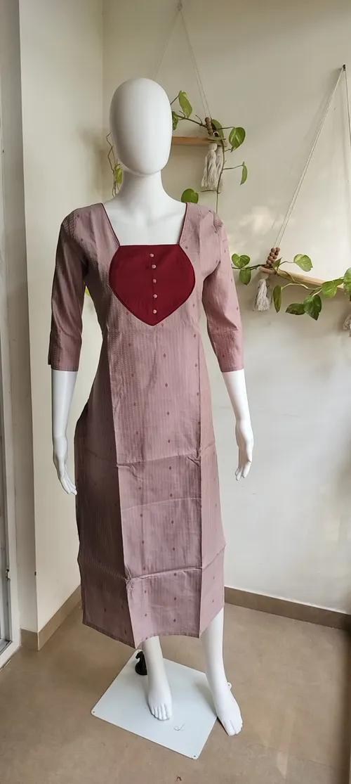 Traditional South Cotton Kurti - Maroon
